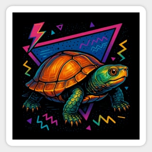 Retro Neon Asian Leaf Turtle Sticker